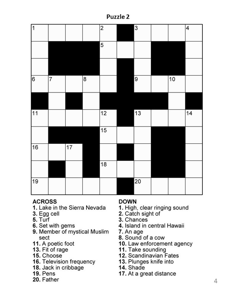 digital download 100 printable crossword puzzles for adults etsy