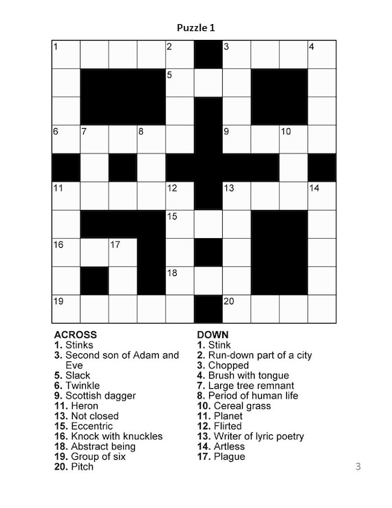 crossword puzzles printable