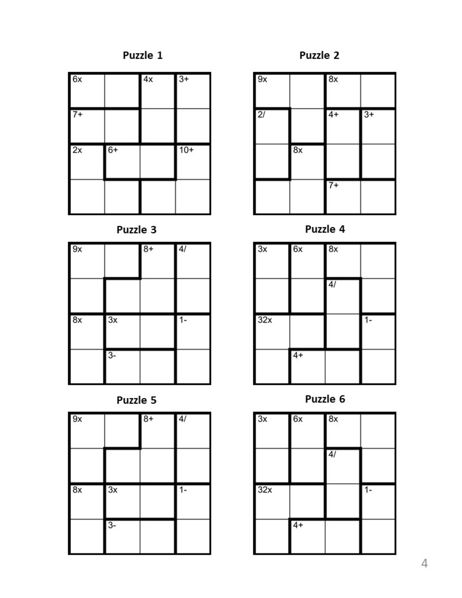 Math Sudoku Puzzles Digital Download Easy Level 4x4 Grid 300 Etsy.de