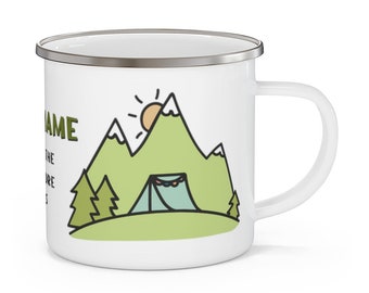 Camping Mug Personalized Camp Gifts for Him Her Kids And So The Adventure Begins Custom Enamel Mug