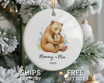 Personalized Mommy Bear Ornament, Custom New Mom Keepsake