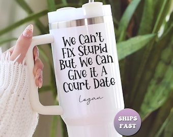 Personalized Lawyer Tumbler, Sarcastic Lawyer Gift, Custom 40oz Travel Mug with Name, To Go Cup with Handle Lid & Straw
