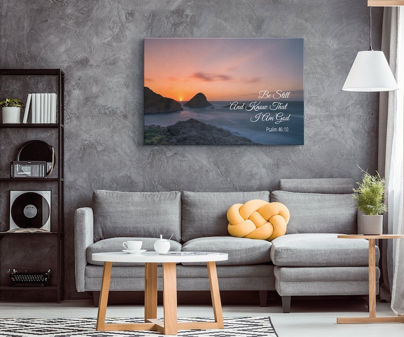 Bible Verse Canvas, Christian Wall Art, Framed Scripture Wall Decor, Religious Wall hangings, Be Still And Know That I Am God, Psalm 46:10 image 1