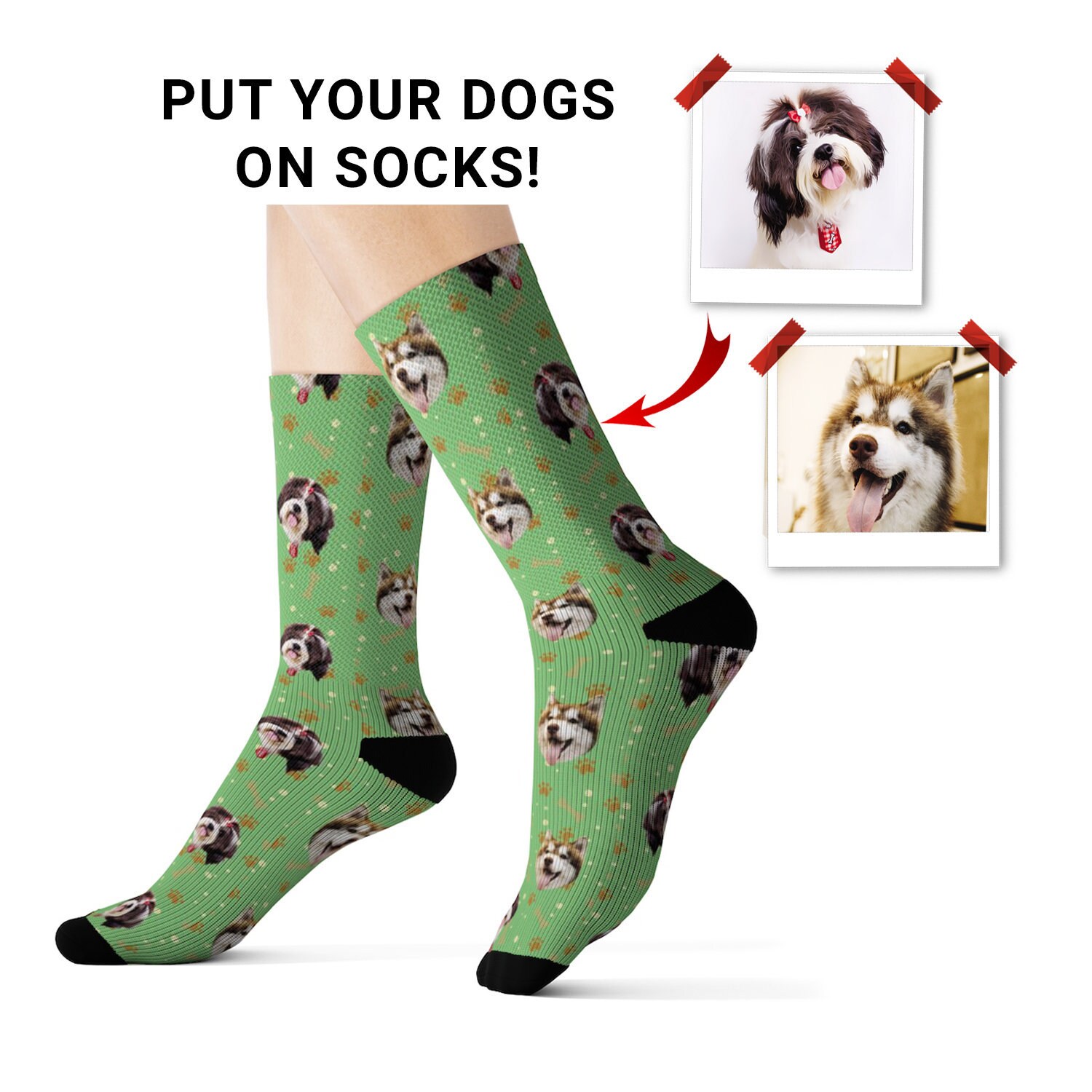 Custom Dog Faces Socks Put Your 2 Dogs on Socks Personalized Etsy