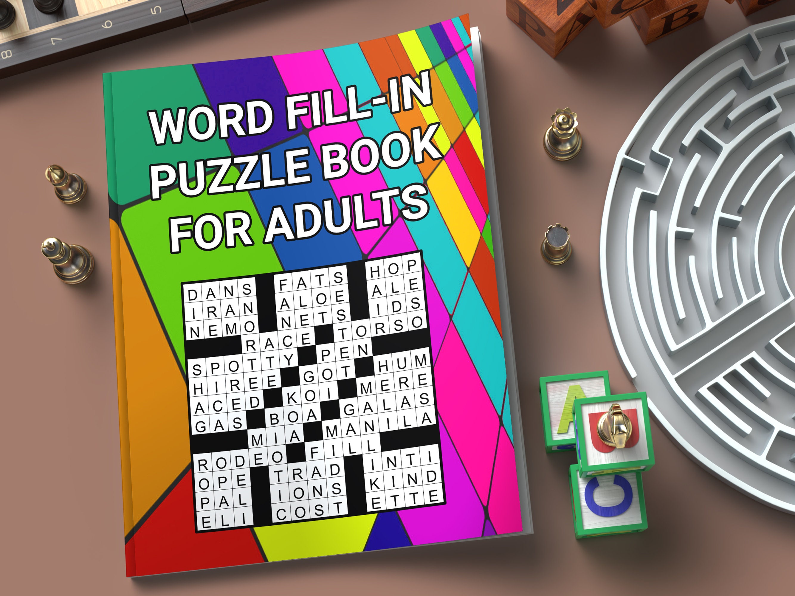 Word Fill-in Puzzle Book for Adults, 100 Large Print Games (digital