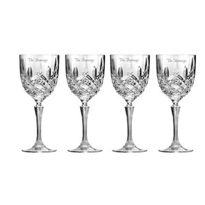 Marquis by Waterford Personalized Markham Goblets, Set of 4 Custom Engraved 13oz Crystal Glasses for Water, Full-Bodied Red Wines, Host Gift