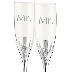 Lenox True Love Mr and Mr Engraved Wedding Champagne Flutes / Champagne Glasses for Groom and Groom, LGBT Couples