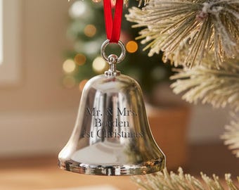 Ravanox Personalized Silver Bell Ornament, Custom Engraved 3.25" Silver Bell Christmas Ornament for Christmas Tree, Holiday 2026