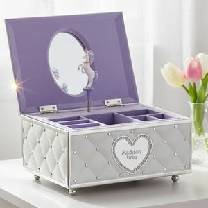 Lenox Personalized Unicorn Childhood Memories Musical Jewelry Box, Custom Engraved My First Jewelry Box for Kids, Children, Little Girls
