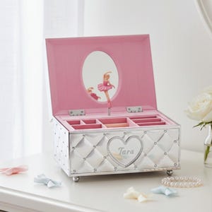 Lenox Personalized Childhood Memories Musical Ballerina Jewelry Box, Custom Engraved My First Jewelry Box for Kids, Children, Little Girls