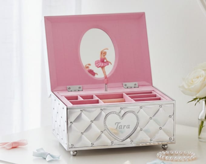 Lenox Personalized Childhood Memories Musical Ballerina Jewelry Box, Custom Engraved My First Jewelry Box for Kids, Children, Little Girls