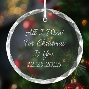Personalized 3&quot; Round Faceted Crystal Ornament, Custom Engraved Clear Glass Ornament for Christmas Tree, Holiday Decoration 2025