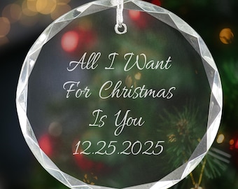 Personalized 3&quot; Round Faceted Crystal Ornament, Custom Engraved Clear Glass Ornament for Christmas Tree, Holiday Decoration 2025