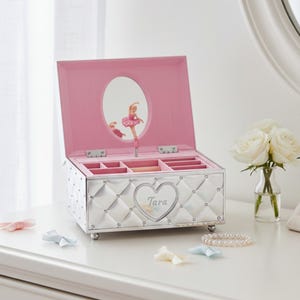 Lenox Personalized Childhood Memories Musical Ballerina Jewelry Box, Custom Engraved My First Jewelry Box for Kids, Children, Little Girls