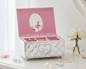 Lenox Personalized Childhood Memories Musical Ballerina Jewelry Box, Custom Engraved My First Jewelry Box for Kids, Children, Little Girls