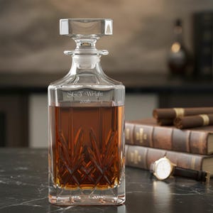 Marquis by Waterford Personalized Maxwell Whiskey Decanter, Custom Engraved 28oz Cut Crystal Decanter for Scotch, Bourbon, Liquor, Home Bar