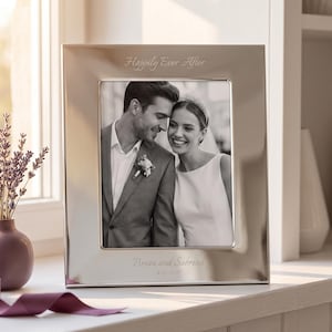 Memorra Personalized Pure 8x10 Picture Frame, Custom Engraved Silver Metal 8x10 Frame for Wedding, Anniversary, Family, Baby Photos