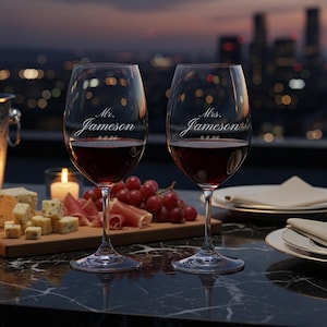 Riedel Personalized Ouverture Red Wine Glasses, Set of 2 Custom Engraved 12oz Crystal Wine Glasses for Merlot, Cabernet, Gift for Wine Lover