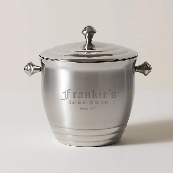 Lenox Tuscany Classics Personalized Stainless Steel Ice Bucket with Lid, Custom Engraved Metal Ice Bucket for Bar Cart, Cocktail Parties
