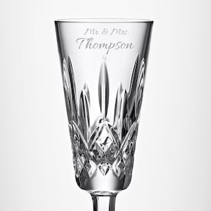 Waterford Lismore Personalized Crystal Wedding Champagne Flute / Custom Engraved Champagne Flute for Bride and Groom