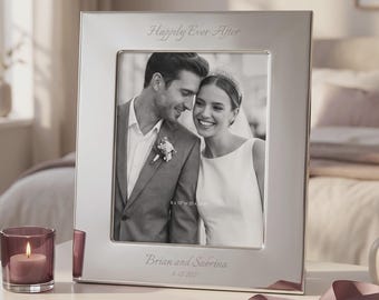 Memorra Personalized Pure 8x10 Picture Frame, Custom Engraved Silver Metal 8x10 Frame for Wedding, Anniversary, Family, Baby Photos