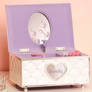 Lenox Personalized Unicorn Childhood Memories Musical Jewelry Box, Custom Engraved My First Jewelry Box for Kids, Children, Little Girls