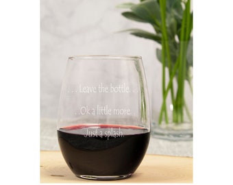 Just a Splash Funny Engraved 15oz Stemless Wine Glass, Engraved Wine Glasses with Sayings for Friends, Family in 2022