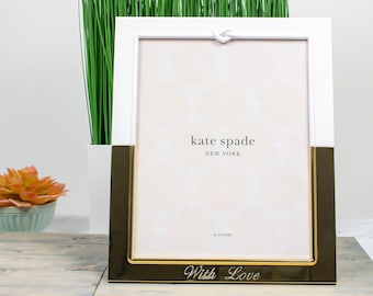 Kate Spade Personalized With Love 8x10 Picture Frame / Custom Engraved White and Gold 8x10 Frame for Couples, Wedding, Anniversary Photos