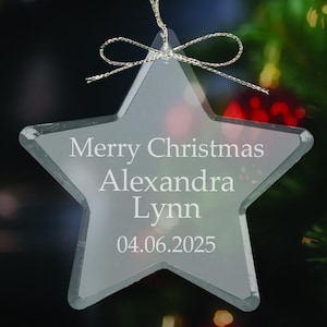 Ravanox Personalized 3&quot; Crystal Star Ornament, Custom Engraved Clear Star-Shaped Ornament for Christmas Tree, Holiday Decoration 2025