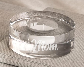 Orrefors Personalized Small Puck Votive, Custom Engraved Crystal Votive Tealight Candle Holder for Unique Home Decor, Romantic Gifts for Her