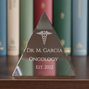 Ravanox Personalized 3 1/8" Crystal Pyramid Award, Custom Engraved Triangular Award for Employee Appreciation, Recognition, Service