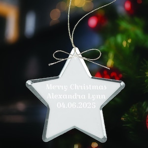 Ravanox Personalized 3" Crystal Star Ornament, Custom Engraved Clear Star-Shaped Ornament for Christmas Tree, Holiday Decoration 2025