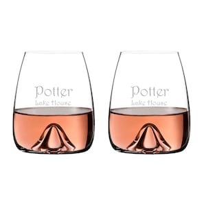 Waterford Personalized 17.6oz Elegance Stemless Wine Glasses, Set of 2 Custom Engraved Stemless Crystal Wine Glasses for Red, White or Blush