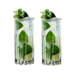Riedel Bar Personalized Highball Glasses, Set of 2 Custom Engraved Hiball Glasses for Mojitos, Cocktails Served with Ice