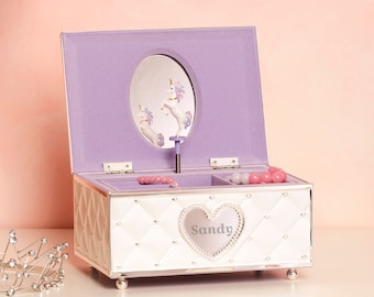 Lenox Personalized Unicorn Childhood Memories Musical Jewelry Box, Custom Engraved My First Jewelry Box for Kids, Children, Little Girls