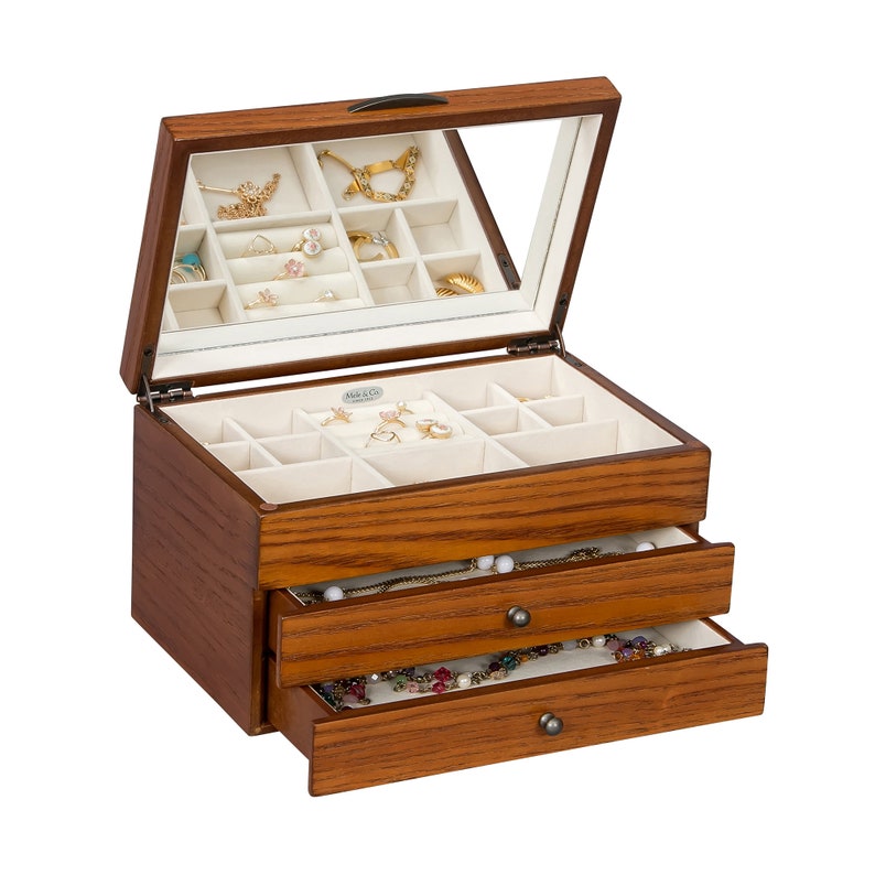 Mele & Co Selma Personalized Wooden Jewelry Box With Drawers / - Etsy