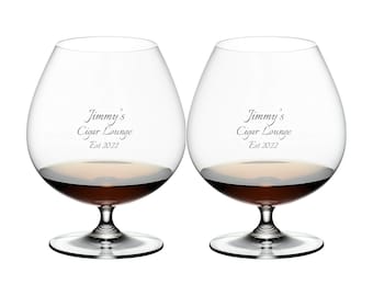 Riedel Vinum Personalized Cognac Glasses, Set of 2 Custom Engraved Large Crystal Brandy Snifters for Liquor, Cognac, Brandy, Home Bar