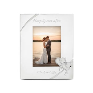 Lenox True Love Personalized 5x7 Picture Frame, Custom Engraved Silver 5x7 Wedding Frame for Bride and Groom, Engaged Couples, Newlyweds