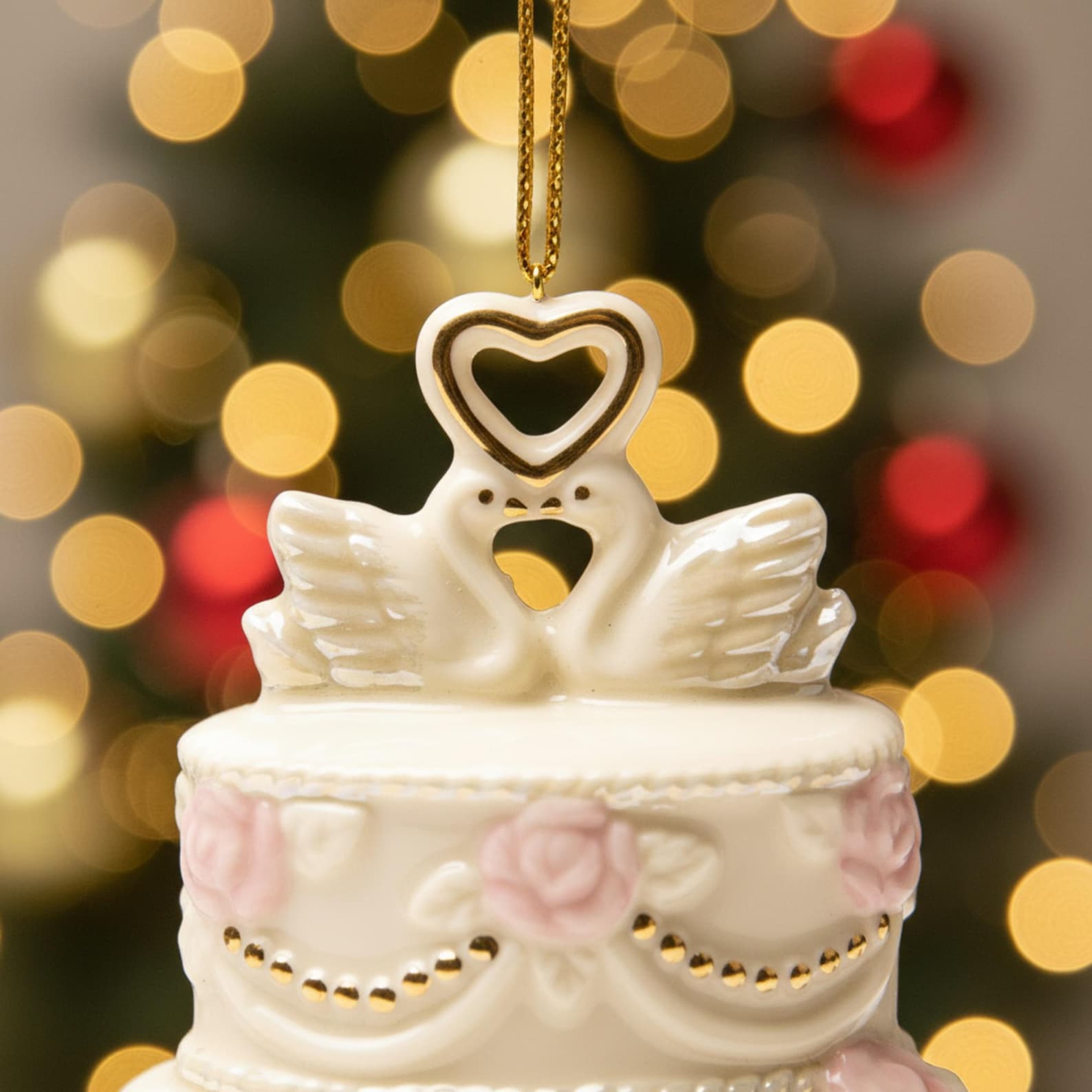 Lenox Personalized 2026 Our First Christmas Together Cake Ornament, Custom Engraved Ceramic Ornament for Couples, Wedding, Anniversary