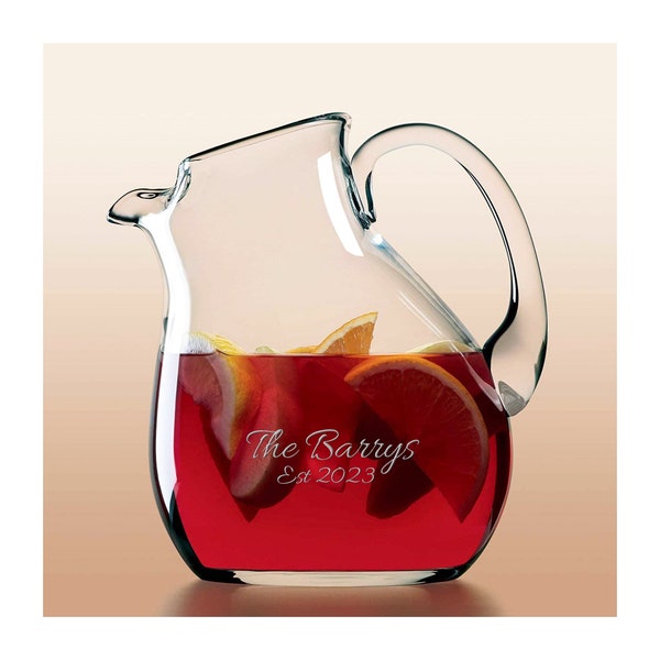Lenox Tuscany Personalized Party Pitcher, Custom Engraved Large 80oz Glass Drink Pitcher for Sangria, Lemonade, Water, Cocktails and More