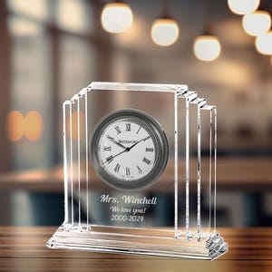 Waterford Personalized Metropolitan Crystal Desk Clock, Custom Engraved Crystal Clock for Home, Office, Desktop, Retirement Gift