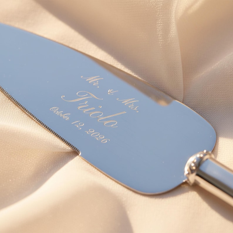Lenox Bridal Cake Knife and Server Set, Personalized Silver-Plated Wedding Gift Bild 2