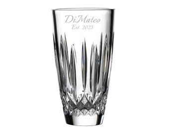 Waterford Personalized 7" Lismore Vase, Custom Engraved Cut Crystal Vase for Flowers, Elegant Home Décor