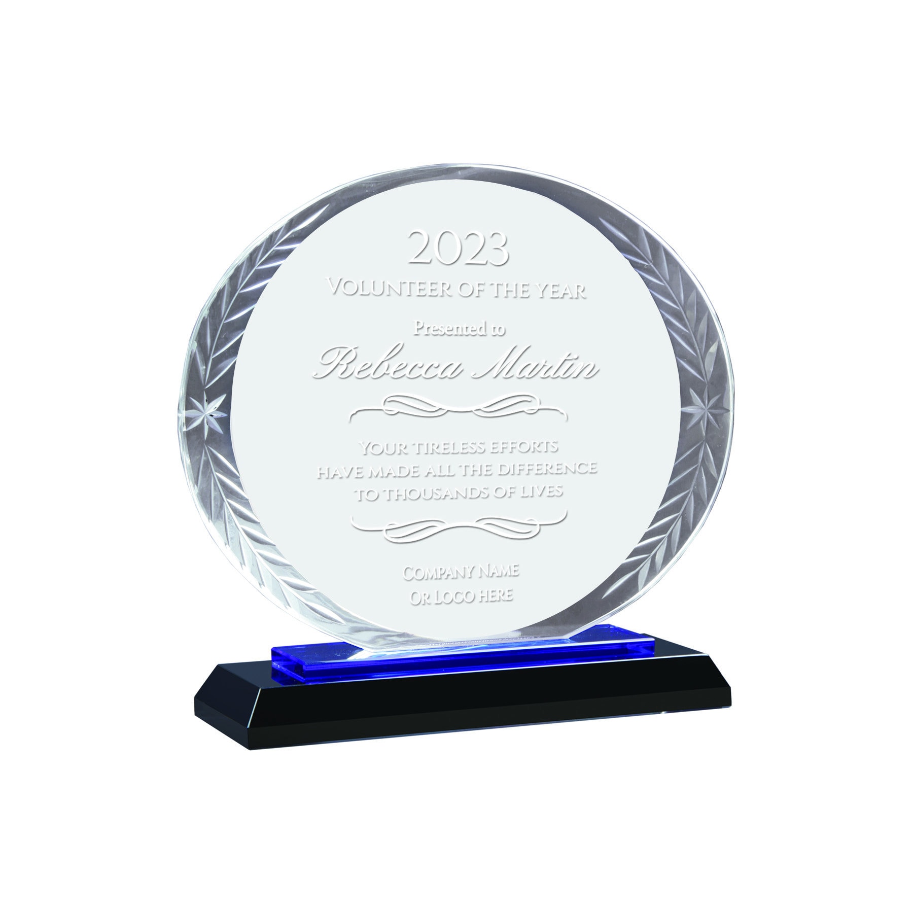 Personalized 11 Crystal Diamond Top Award Plaque on Black Base Award,  Custom Engraved Glass Plaque for Corporate Awards, Top Salesmen 