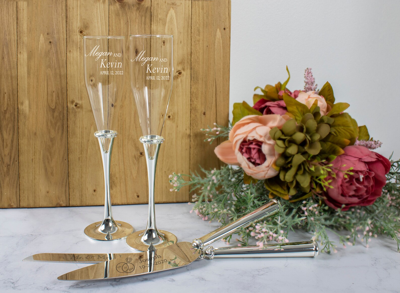 Lenox Devotion Personalized Wedding Cake Cutting Set Bundle / Etsy