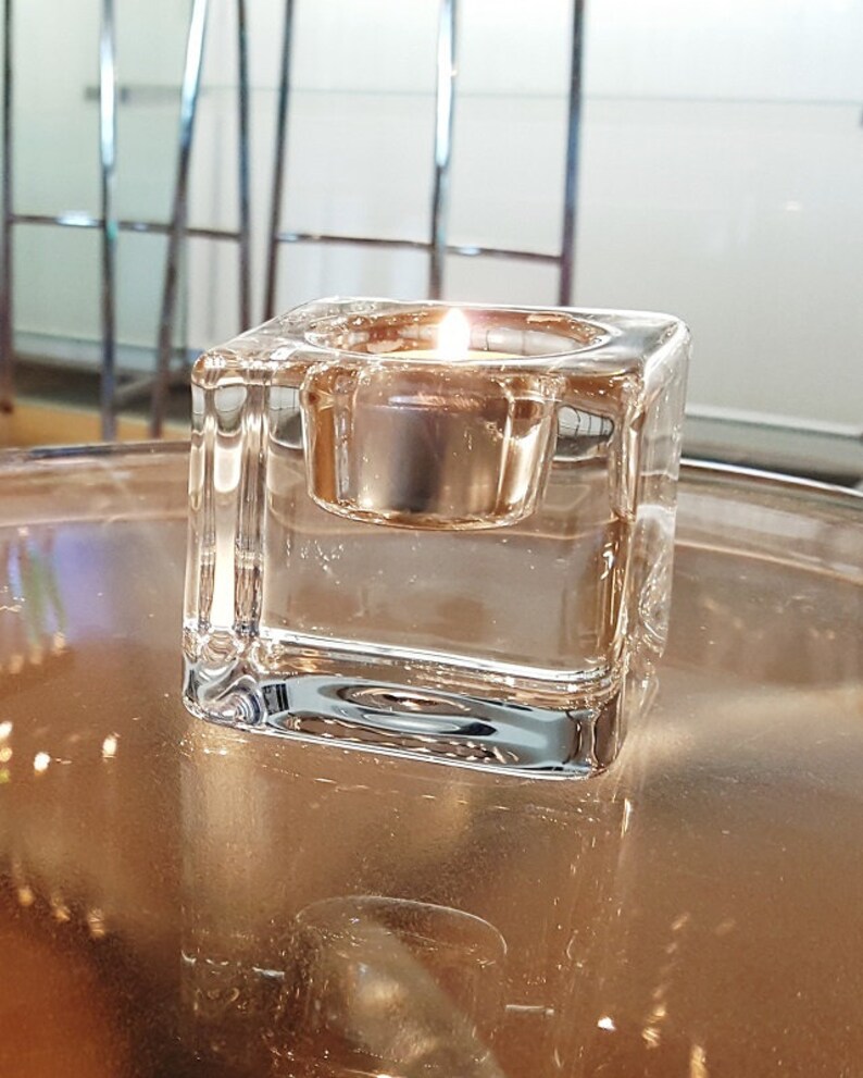 Orrefors Ice Cube Personalized Crystal Votive Candle Holder / Etsy