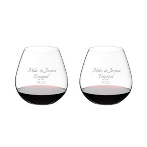 Riedel Personalized O Pinot Noir/Nebbiolo Wine Tumblers, Set of 2 Custom Engraved Stemless Wine Glasses for Pinot Noir, Burgundy, St. Aubin