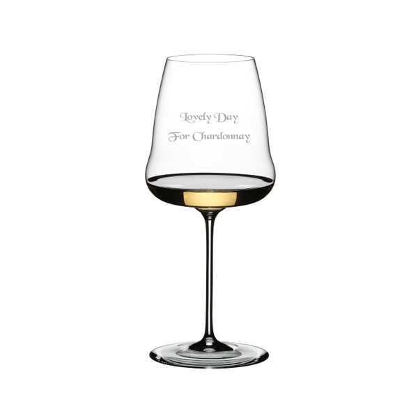 Riedel Personalized Winewings Chardonnay Wine Glass (Single), Custom Engraved Giant 24oz Crystal Wine Glass for Pinot Grigio Sauvignon Blanc