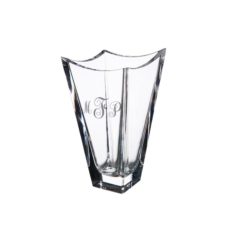 Orrefors Personalized Small Polaris Decorative Crystal Vase Custom Engraved Square Glass Vase for Flowers Crystal Art