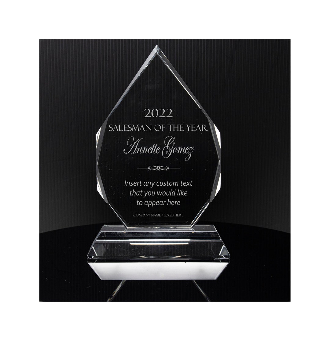 Ravanox 7" Diamond Crystal Rising Star Award, Custom Engraved Crystal